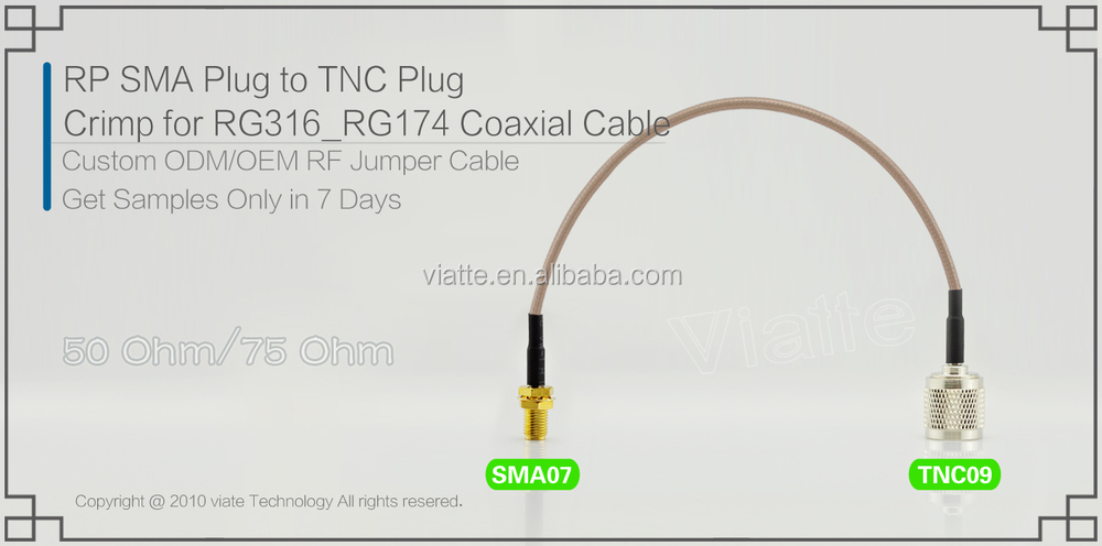 Rpsmaプラグ/tncオスrg6プラグ/rg316_rg174オス圧着用同軸ケーブルのコネクター仕入れ・メーカー・工場