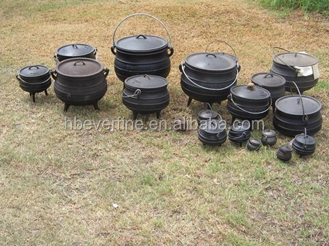 25# 70L Large Cast Iron South African Belly Pot Three-legged Pot