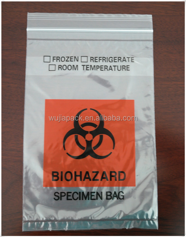 LDPE custom Biohazard specimen zipper bag
