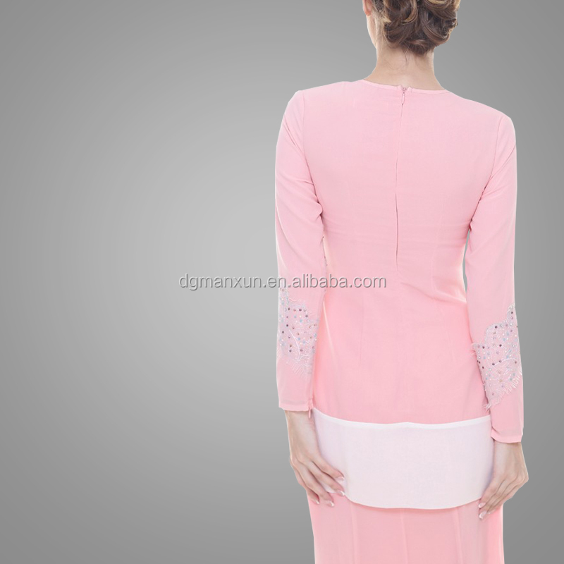 New Design Baju Kurung Kebaya Pink Elegant High Quality Baju Kurung Peplum Malaysia Dubai Clothing Abaya Baju For Women (4).jpg