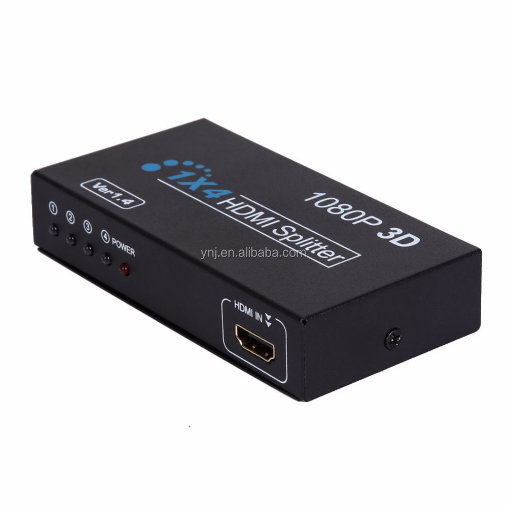 1インチ4アウトボックスハブリピータ3d 1080 pフルhd 1 × 4ポートhdmiスプリッタアンプ1.4ボルト仕入れ・メーカー・工場
