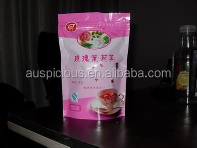 Free standing company logo printed aluminum foil tea bags with zipper