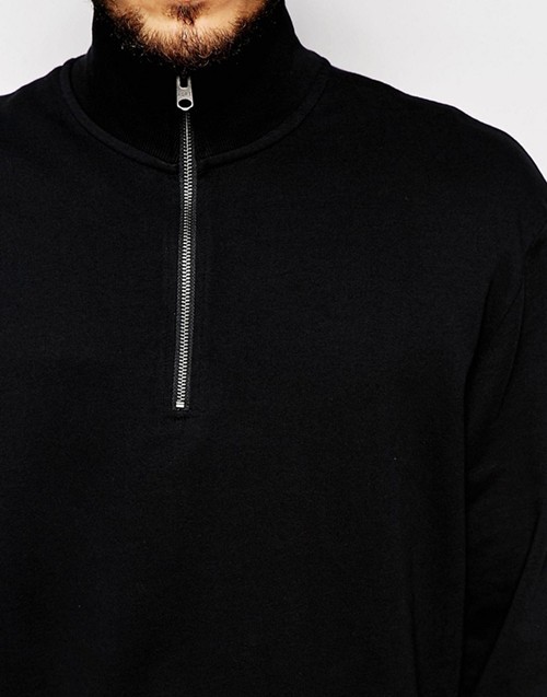 男性ハーフジップセーター黒スウェットシャツ、ホット販売服男性仕入れ・メーカー・工場