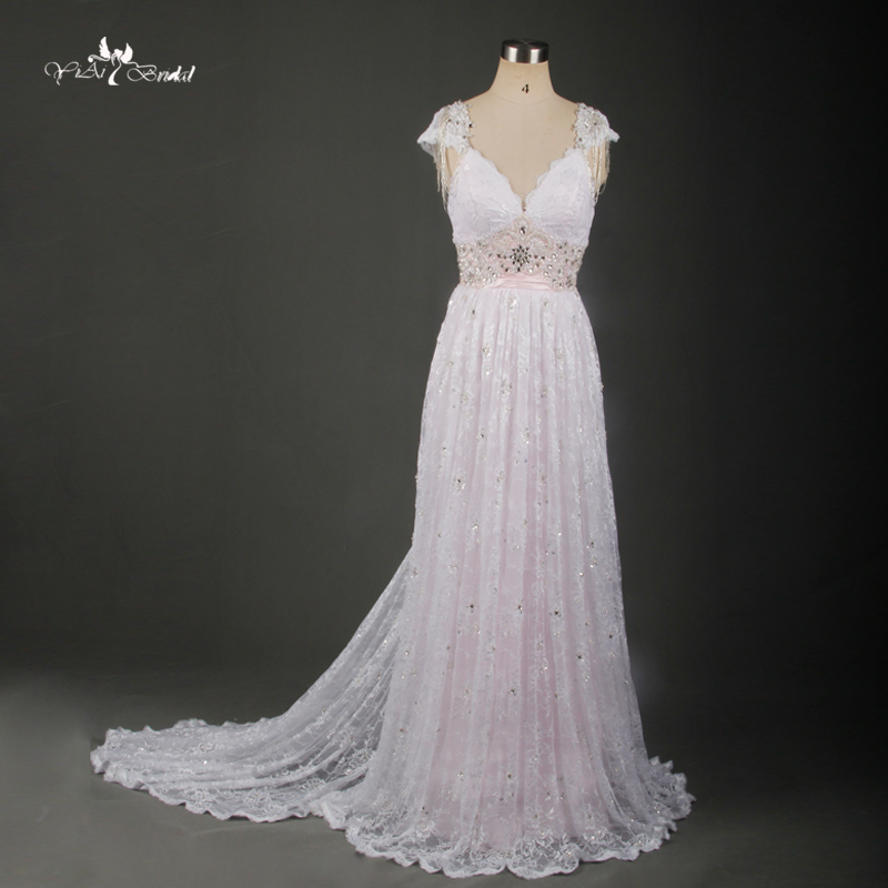 Tw0171 Backless Dress French Lace Fabric Beach Dress Blush Pink
