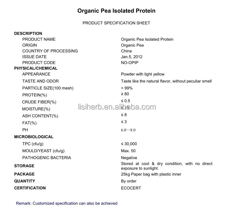 2014 best seller pea protein / pea protein isolate / pea protein powder