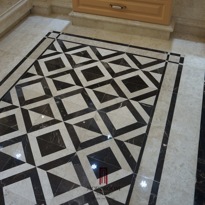 MPGJ19G33 ( Wholesale Polished White Rose Laminated Waterjet Flooring Marble Parquet6) (3).jpg