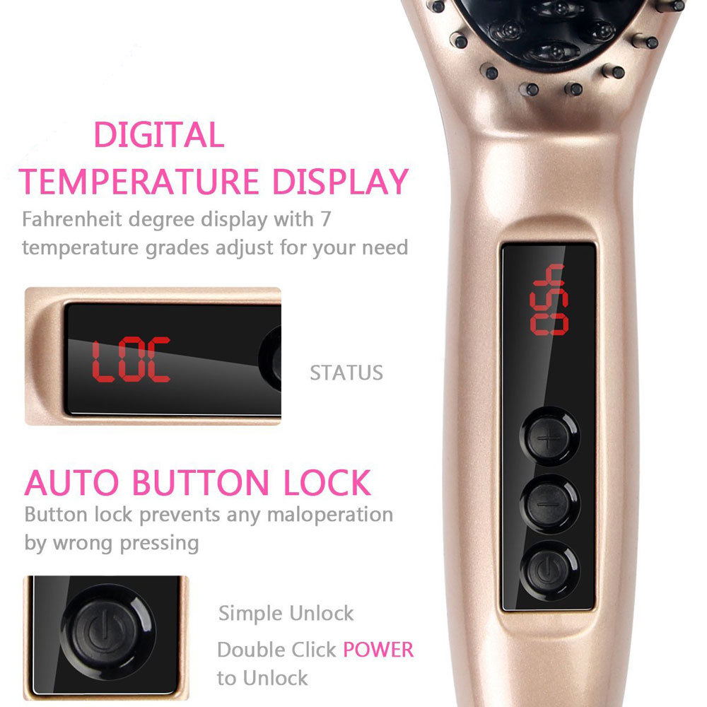 Wholesale low prices custom logo gold automatic electric professional electric fast hair straightener brush ceramic