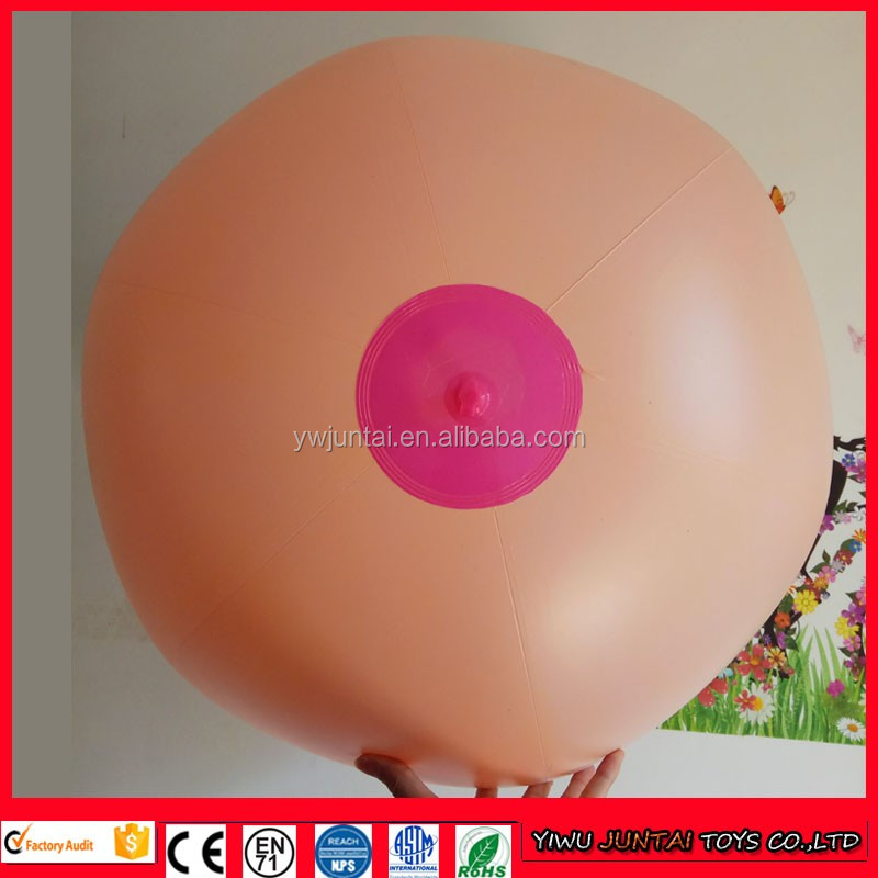 soft pvc skin color big breast inflatable beach ball 34" size