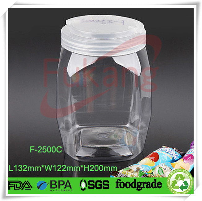 3500ml Transparent Large Plastic Candy Jar With Handle Lid For Plastic