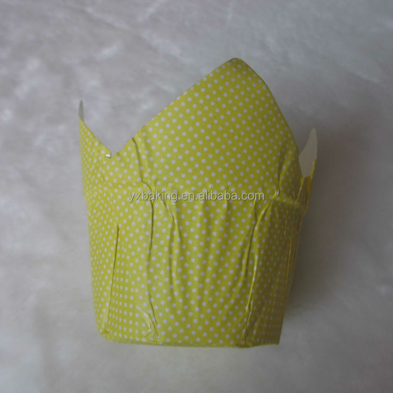 新製品2014年黄色白の水玉模様がカップケーキボックス問屋・仕入れ・卸・卸売り