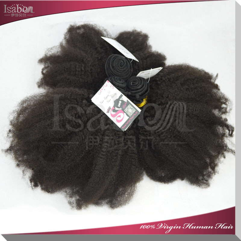 イザベル6a髪アフロの変態人間の髪の毛の拡張子、 バージンブラジルのアフロの変態巻き毛のエクステンション問屋・仕入れ・卸・卸売り