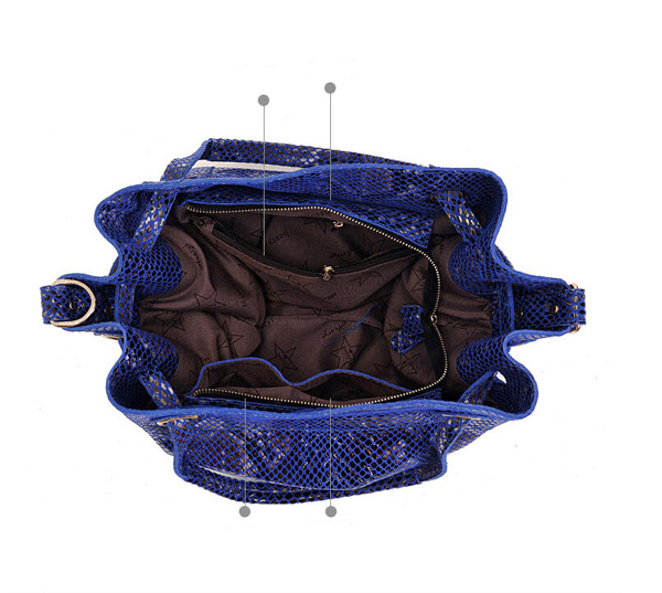 新しいデザイン2014年ヘビのプリント牛革の女性レディース本革のハンドバッグトート問屋・仕入れ・卸・卸売り