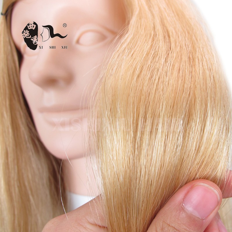 サロンライトブロンド色100%人毛マネキン人形トレーニングヘッド練習ヘッド卸売仕入れ・メーカー・工場