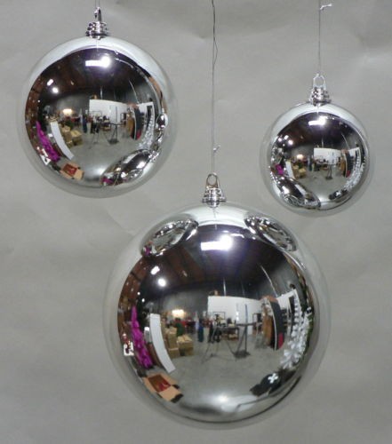 Cheap Large Shiny Silver 200mm Plastic Christmas Ball 8 Diameter