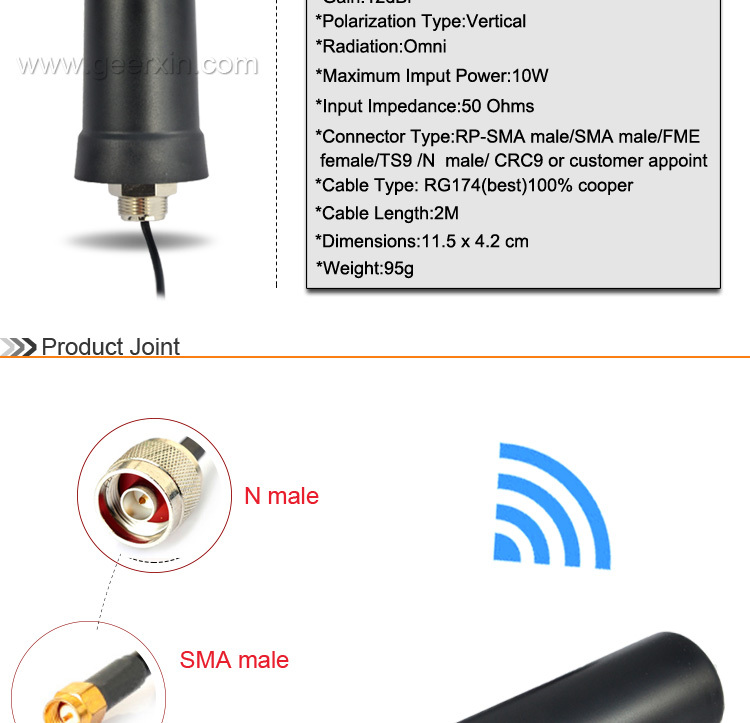 4gアンテナrp-smaオスコネクタ付/smaオス/fmeメス/ts9/nオス/crc9または顧客任命ワイヤレスネットワーク用の仕入れ・メーカー・工場