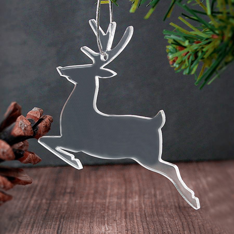 Clear Acrylic Christmas Tree Ornament,Plexiglass Christmas Reindeer ...