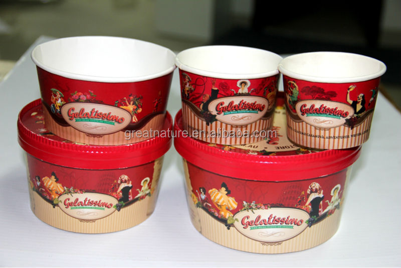 Disposable ice cream cups with lids