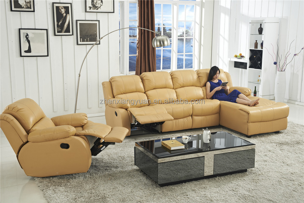 新しいデザインの家庭用家具geniune革リクライニングチェイスsf3718付きソファ仕入れ・メーカー・工場