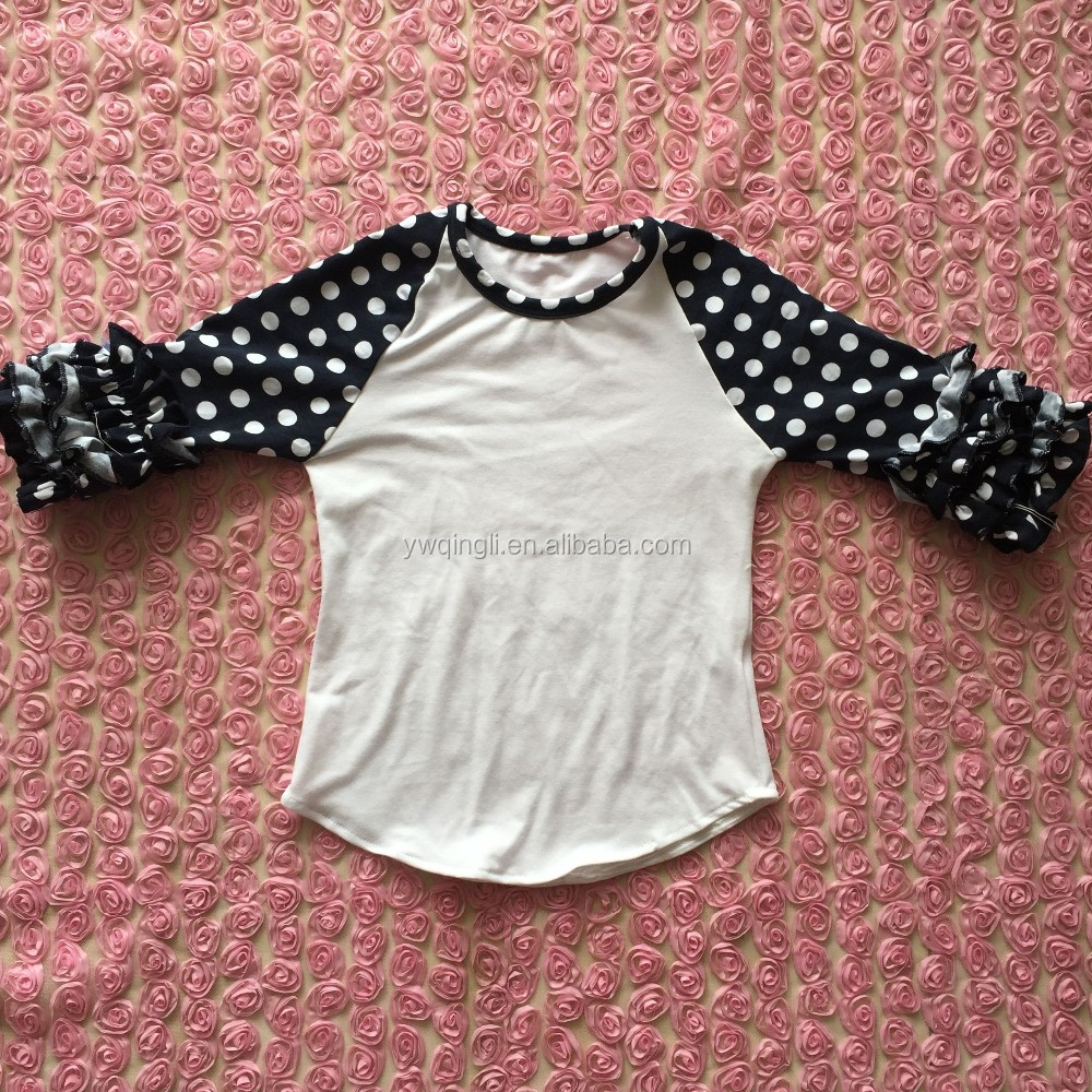 2016新しい到着女の赤ちゃんドット袖3分袖シャツ秋シャツ仕入れ・メーカー・工場