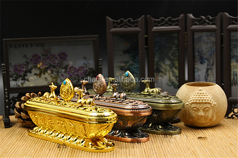 工場出荷時の価格ハングbuddhismitem金のomマニパドメライン8縁起の良い金付きアロマディフュ香炉、 銅、 青銅仕入れ・メーカー・工場