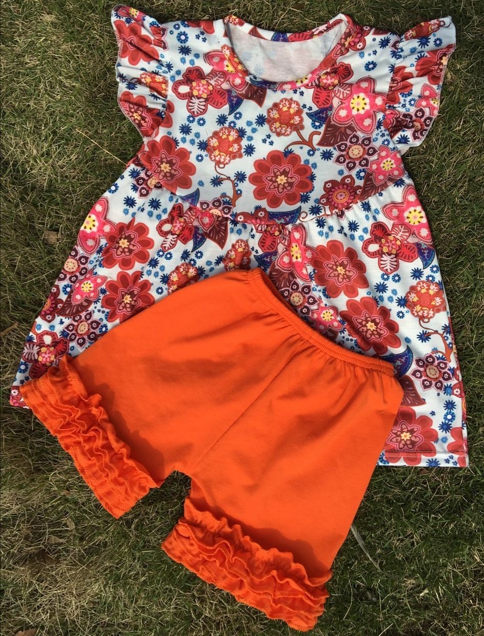 2016素敵なキツネ綿印刷赤ちゃんの女の子服セット卸売女の子の夏の服フリルショートパンツ仕入れ・メーカー・工場