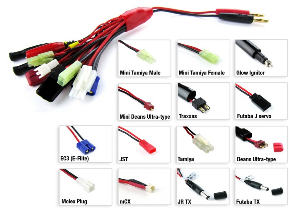 8 in1 Lipo Battery Multi Charger Plug Adapter Convert Charging Cable for RC Car 