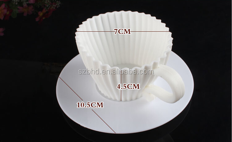 Wholesale 100% Food Grade Silicone Teacup Cupcake Mold for Cake Decorating