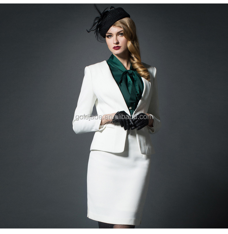 最新2015ホテル受付制服デザイン、 ホテル受付制服スカートスーツ、 女性ブラウススーツのホテルのユニフォームデザイン仕入れ・メーカー・工場