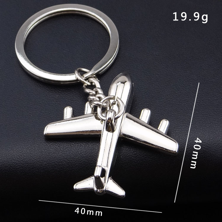Wholesale Metal Airplane Keychains Keyrings Vintage Silver Plated Mini
