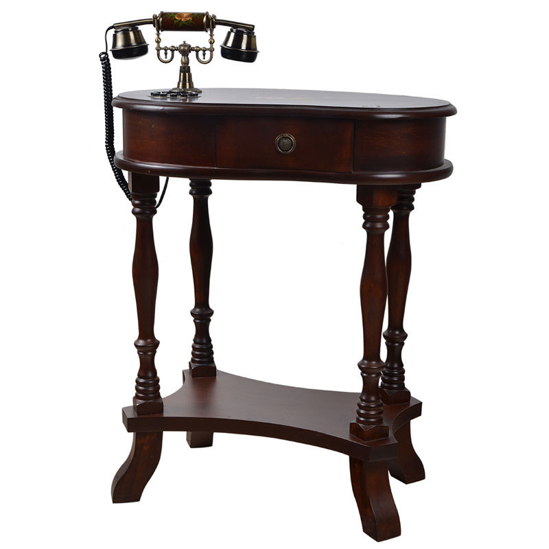 Antique Hand Painted Brown Wood Telephone Table Antique Telephone