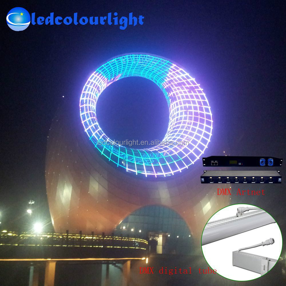 防水ledチューブライトdmx512/ためのチューブライトを建物の画面/3dチューブdmx照明仕入れ・メーカー・工場