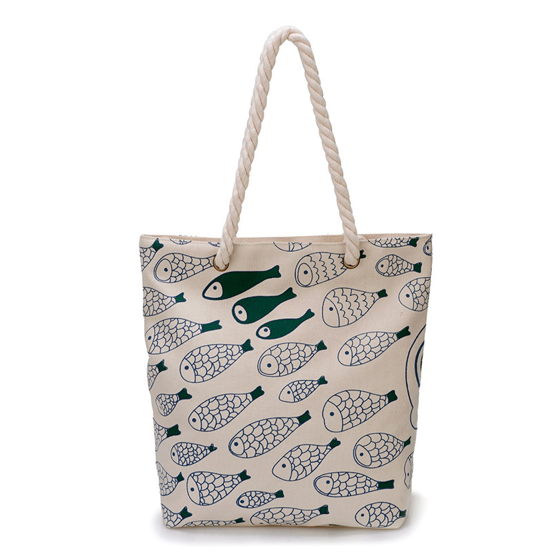 ... bag fashion handbags casual print fish canvas tote top quality