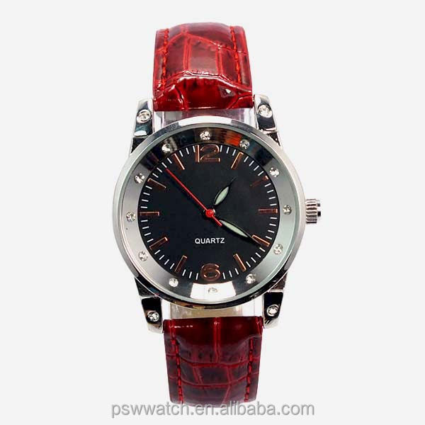 fashion polished leather luminous hands lady leather watches