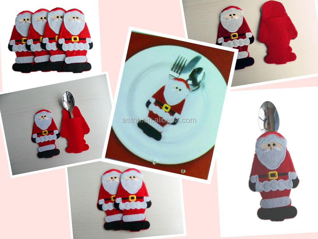 2014年熱い- 販売クリスマス飾りサンタのクリスマスの昇進のギフトのためのシークレットサンタ人間形カトラリーホルダー仕入れ・メーカー・工場