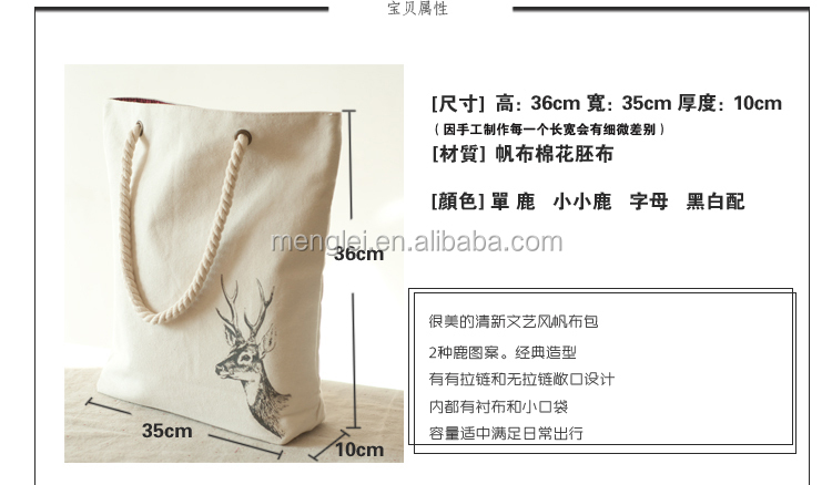 卸売カスタム2015レディースショッピング綿のキャンバスバッグ仕入れ・メーカー・工場
