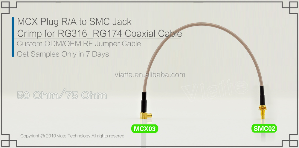 Mcxプラグ/maler/asmcにjack/rg316_rg174メス圧着同軸ケーブルのコネクタのための仕入れ・メーカー・工場