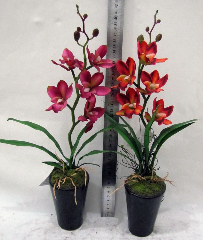 41cm Artificial Cymbidium Orchid On Pot Buy Orchid Painting,Artificial Flower Bush,Clay Orchid
