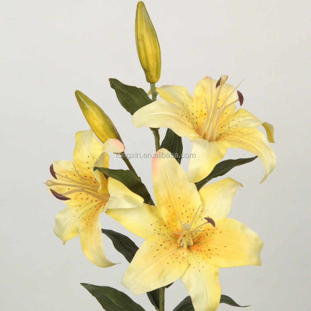 2015 hot sell artificial lily flower factory price three heads