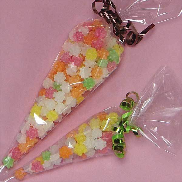 triangle shape custom printed transparent candy opp bag packing