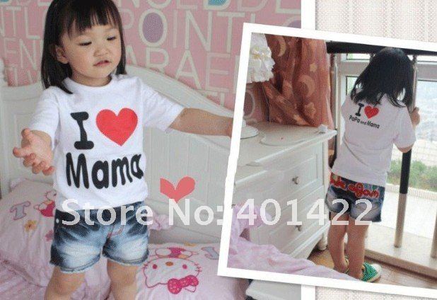 赤ちゃんの服、 アイラブママパパの赤ん坊のワイシャツ/t- シャツの少年・少女ロング- スリーブシャツjpclothes001