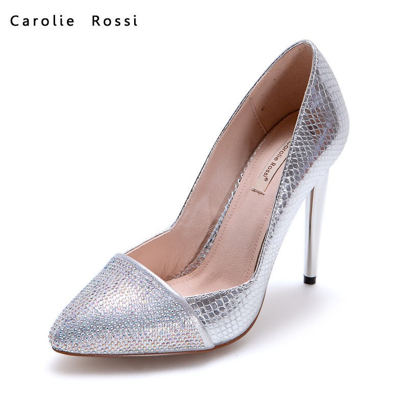Best sale high heel pumps summer silver bridal wedding shoe for women