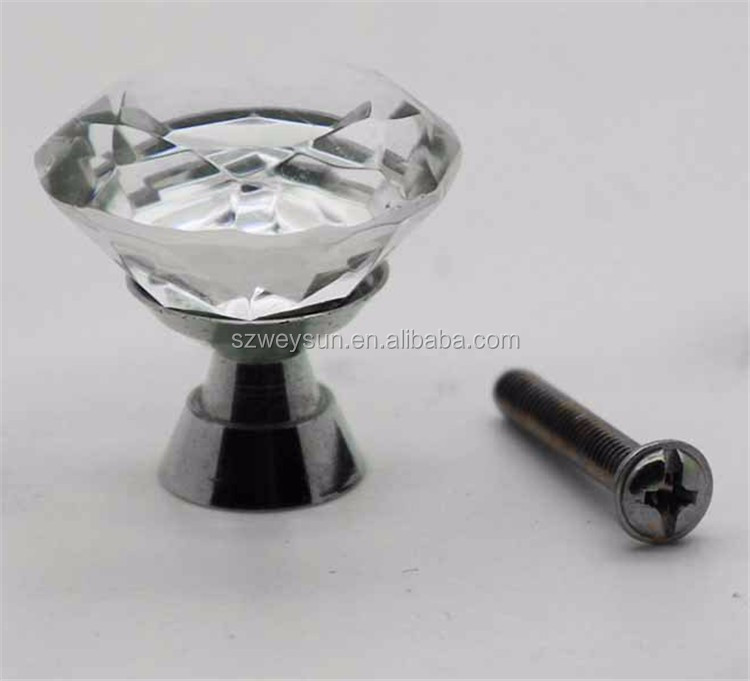 40ミリメートルクリアダイヤモンド形状アクリスタルガラスプルハンドル食器棚キャビネット引き出しドア家具ノブ 問屋・仕入れ・卸・卸売り