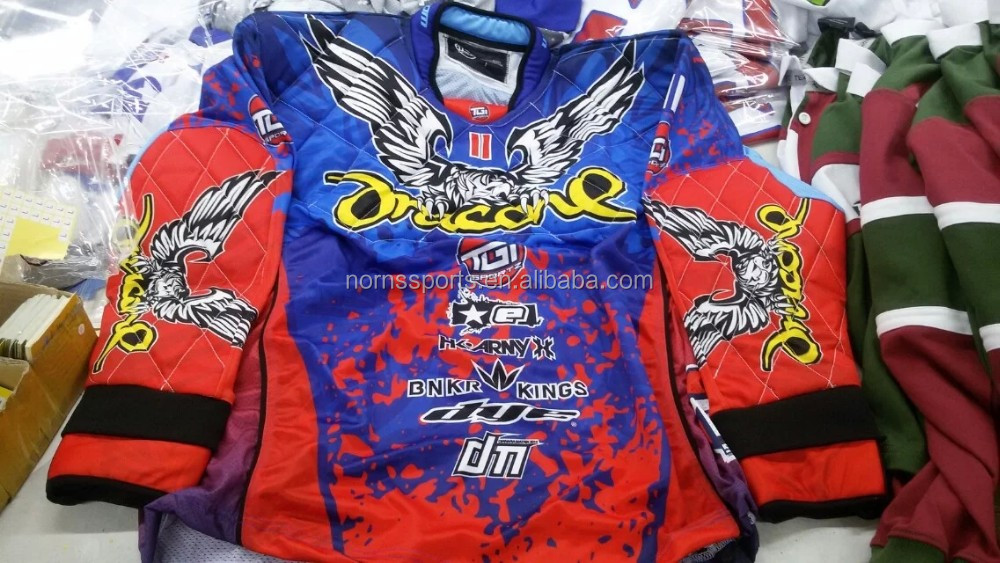 カスタム昇華ペイントボールジャージ制服でパッド仕入れ・メーカー・工場