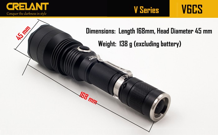 Crelant V6CS 10 ワット cree クール/中立xm-l2 led 960 ルーメン無電極調光led戦術懐中電灯仕入れ・メーカー・工場