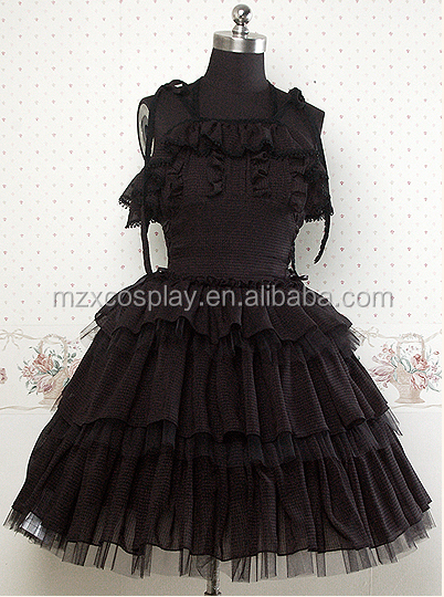 熱い販売のノースリーブシフォン黒甘いロリータドレスハロウィンパーティの衣装クリスマス美しさのためのロングドレス問屋・仕入れ・卸・卸売り