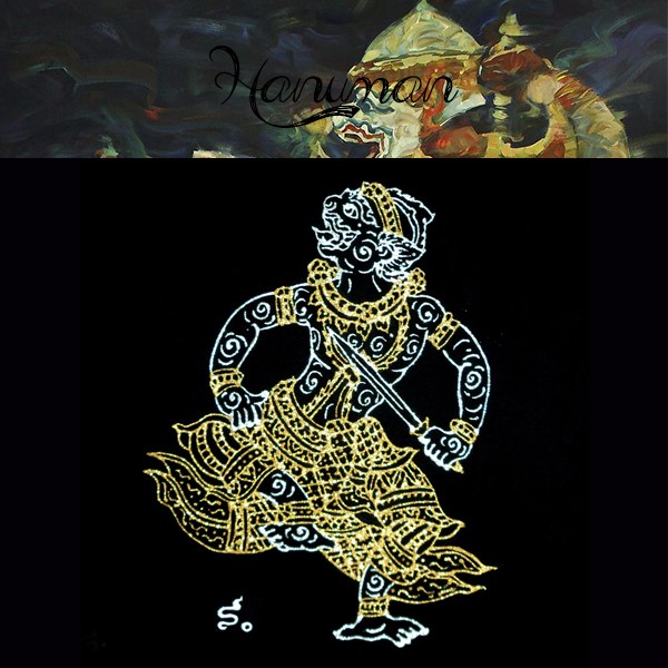 ハヌマーンkhonオペラタイアートtシャツ塗装アクリルグリッターファブリック絵画手でレア製品仕入れ・メーカー・工場