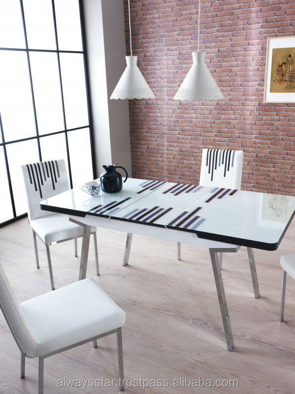 Turquesa extensible mesa de comedor de madera moderna con estilo ...