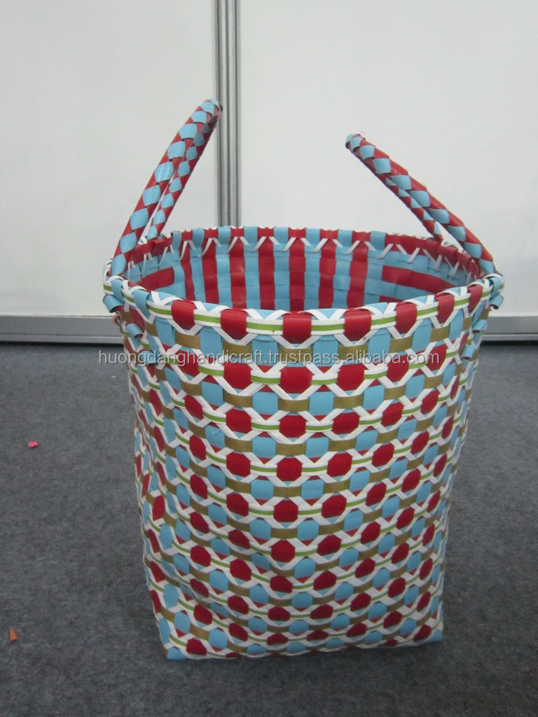 plastic woven basket bag