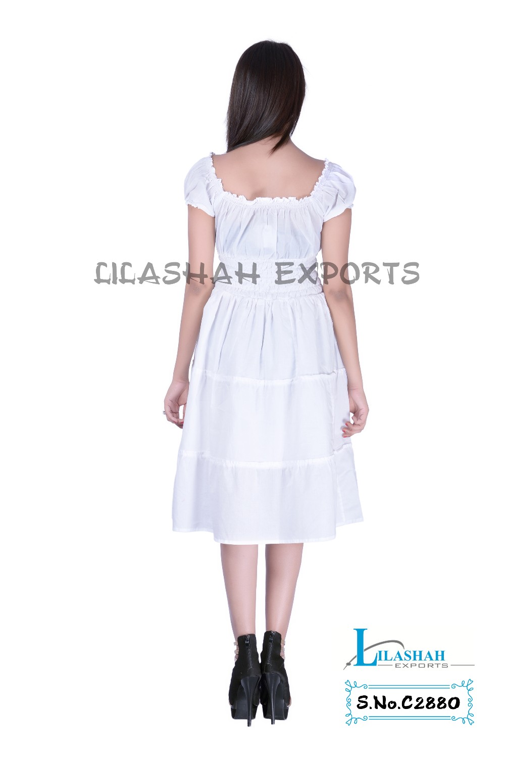 白いコットンドレス花プリント女性のドレス仕入れ・メーカー・工場