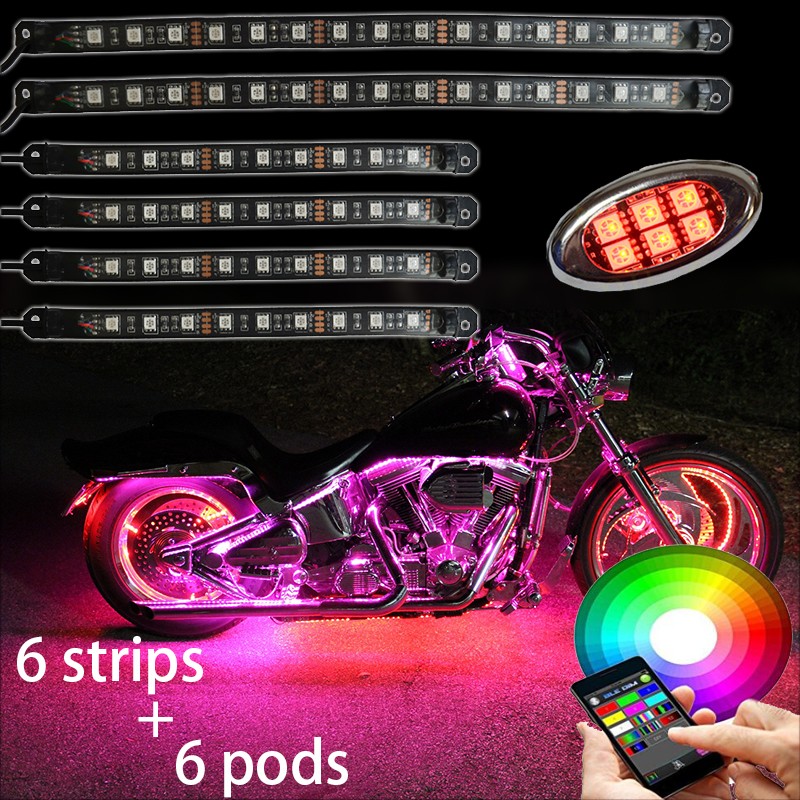 6 Strip +6 Pods Super Bright Waterproof Led Universal Motorcycle Accent